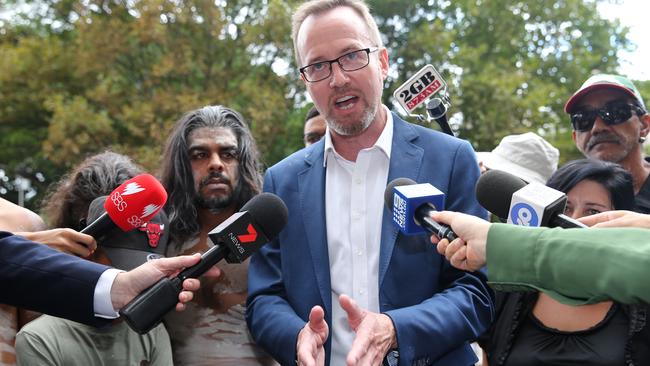 Greens MP David Shoebridge speaks to media. Picture: Britta Campion