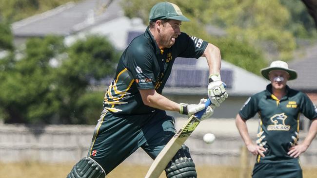 Brad Lockhart batting for Carrum Downs. Picture: Valeriu Campan