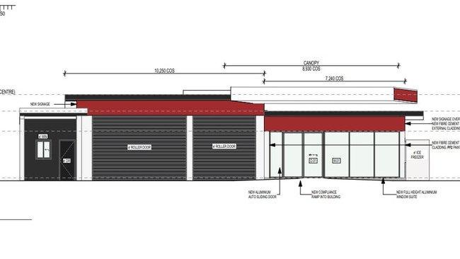 Architectural sketches show the new look for the St Agnes recycling centre and petrol station. Picture: Plan SA