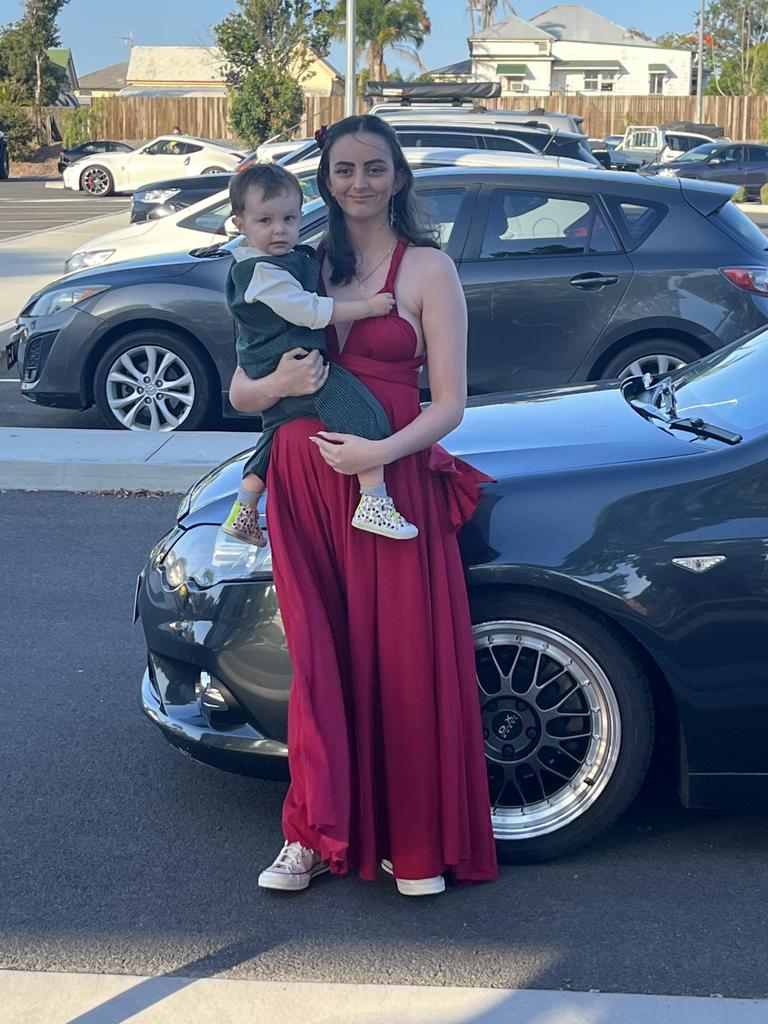 Nadine Tazewell and nephew Oliver Cole arrive at the Aldridge State School formal.