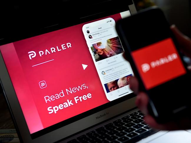 Parler says its new platform was ‘built on robust, sustainable, independent technology’. Picture: AFP