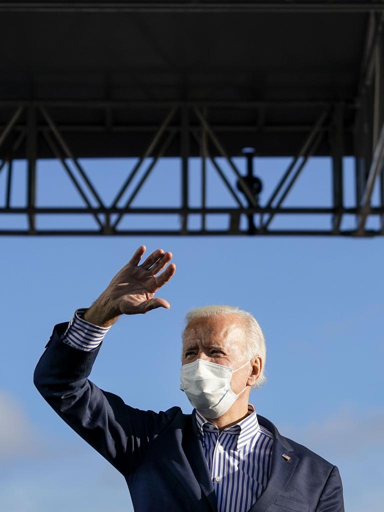 Democratic presidential nominee Joe Biden at a drive-in campaign rally in Dallas, Pennsylvania. Picture: Drew Angerer / Getty Images / AFP