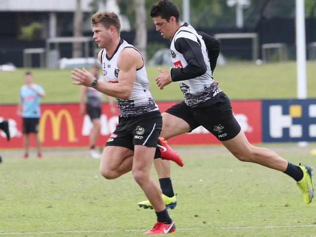 Scott Pendlebury and Taylor Adams at Collingwood training.