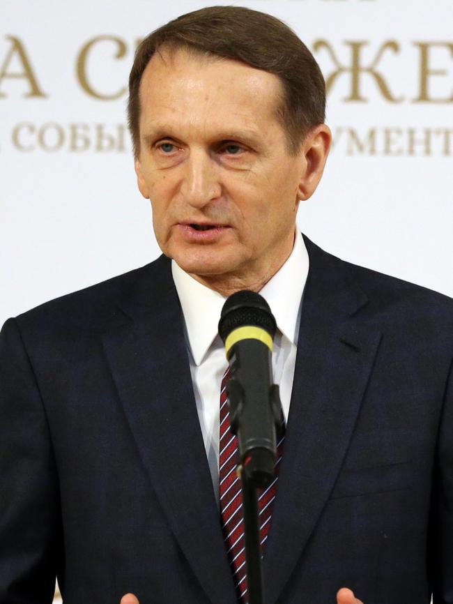 Russian Foreign Intelligence Service (SVR) Director Sergei Naryshkin. Picture: Getty Images