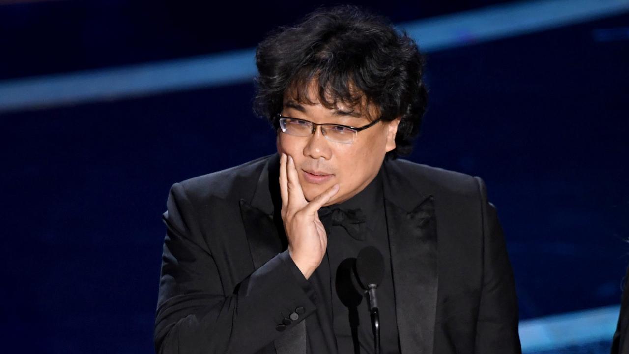 Bong Joon-ho seemed stunned as he accepted his third award of the night, for Best Director. Picture: Kevin Winter/Getty