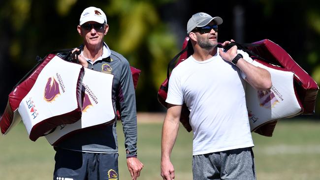 Wayne Bennett hopes Peter Ryan (right) can inspire his players. (AAP Image/Darren England)