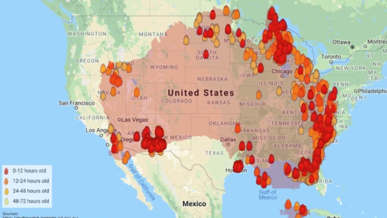 An American media outlet shared this comparison, with the caption ‘Australia's fires is juxtaposed with a map of the United States, revealing just how massive the inferno is’.