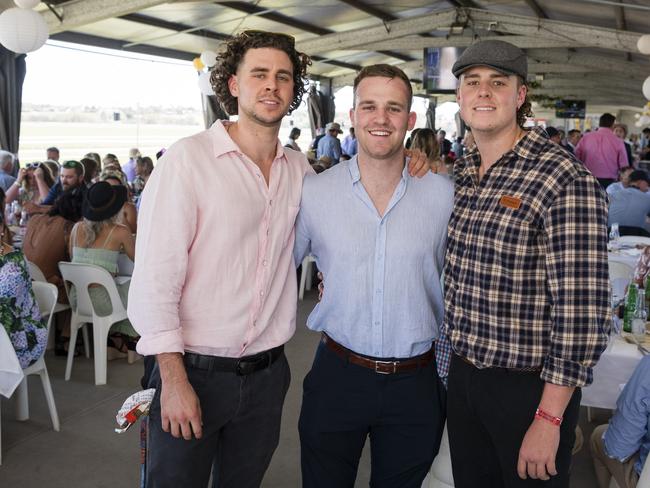 Brothers (from left) Zach, Blayke and Finn Collison at Warwick Cup race day at Allman Park Racecourse, Saturday, October 14, 2023. Picture: Kevin Farmer