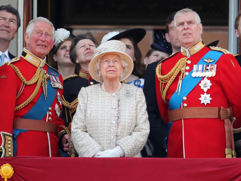 The Queen flanked by two of her sons Charles and Andrew. Picture: Chris Jackson/Getty Images