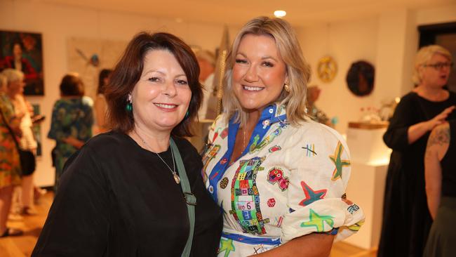 Rebecca Hansen and Melissa Wells at the SWELL Art Prize at Broadbeach Community Space for Gold Coast at Large. Picture, Portia Large.