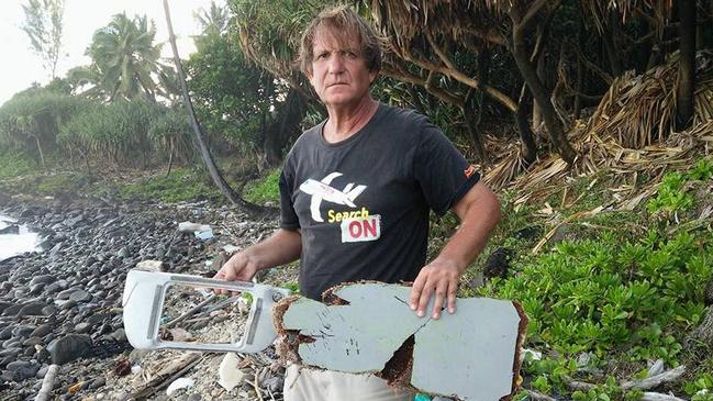 Independent MH370 investigator Blaine Alan Gibson with more debris discovered on Riake Beach, Madagascar. Picture: Facebook