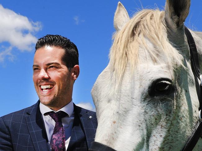 2nd November 2020,   Melbourne Cup preview at the Gold Coast Turf Club with ex Bachelor contestant Jake Ellis and Fashions on field judge Ellen Cohen Photo: Scott Powick