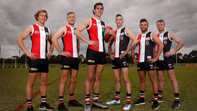 St Kilda members will be keen to see if draftees (left to right) Jack Bytel, Callum Wilkie, Max King, Matthew Parker, Robbie Young and Nick Hind can shine in 2019. Picture: Michael Wilson/AFL Media/Getty Images