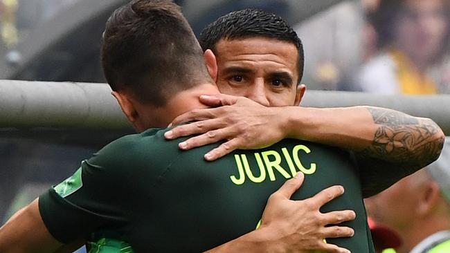 Will it be Juric, or will it be Cahill to face Peru? Picture: AAP.