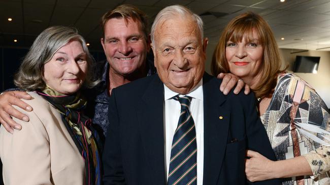 Carol and Russell Haynes-Lovell, Arthur Lovell and Alanna Sadowski at Arthur Lovell’s retirement ceremony in 2014. Picture: Stuart Quinn