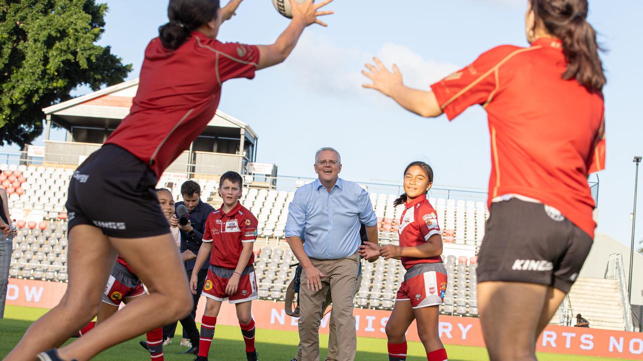 The Prime Minister Scott Morrison visits Redcliffe for Dolphins Stadium Centre of Excellence Announcement $15 million dollars. located in the electorate of Petrie in Queensland.Picture: Jason Edwards