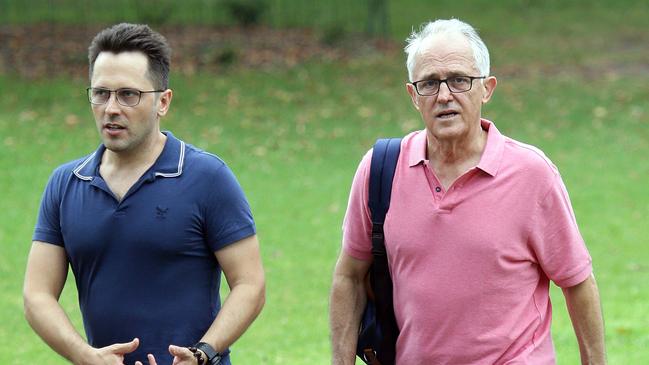 Turnbull father and son looking fashionably relaxed. Picture: Matrix.