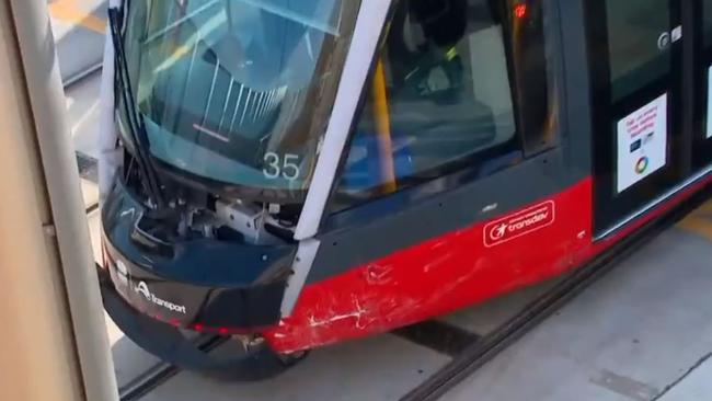 The tram involved in the crash. Picture: 7 NEWS