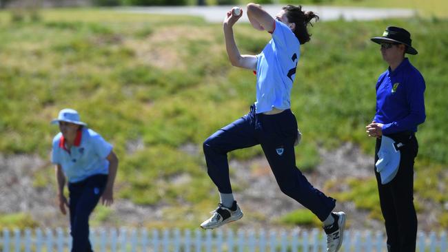 NSW Metro bowler Tom Straker during the grand final at Karen Rolton Oval 22 December, 2022, Cricket Australia U19 Male National Championships 2022-23.Picture: Cricket Australia.