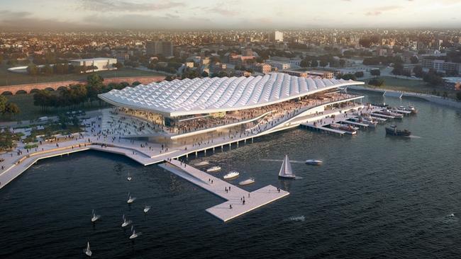 Artist impression of redeveloped Sydney Fish Market at Blackwattle Bay.