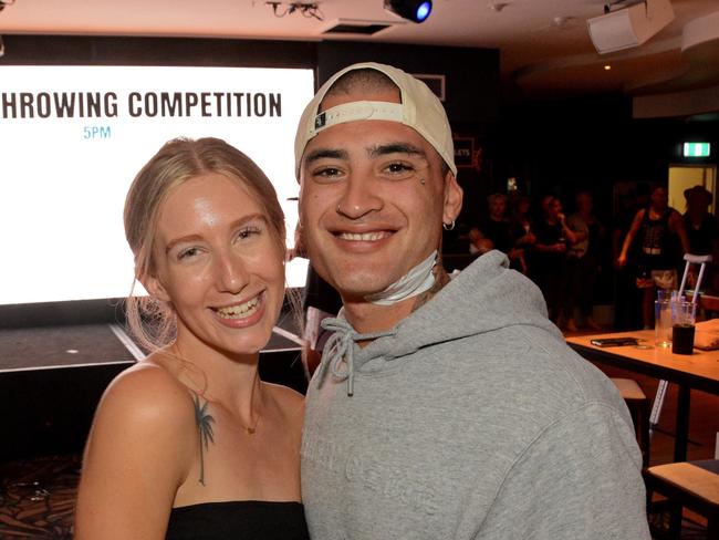 Kaitlin Schoenfisch and Tex Church at Australia Day celebrations at Cavill Hotel, Surfers Paradise. Picture: Regina King