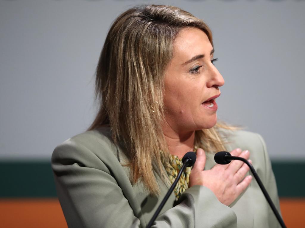 Heather Garriock speaks during the 1974 Socceroos Commemorative Lunch at NSW Parliament House. Picture: Getty Images for Football Australia