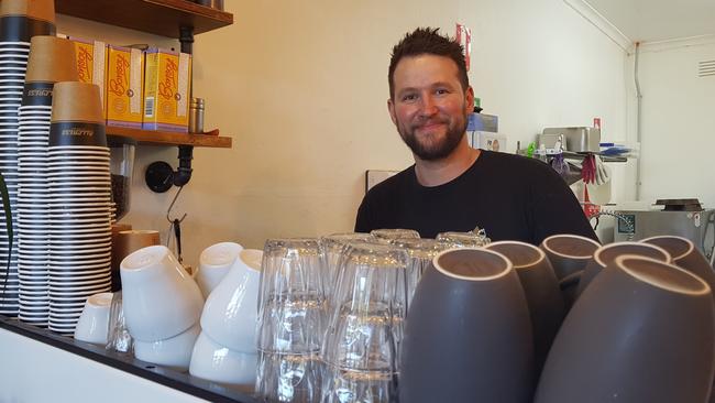 Fortunate Son cafe owner Denis Reusser says takeaway coffee sales have kept his business afloat during the coronavirus outbreak. Picture: Kiel Egging.