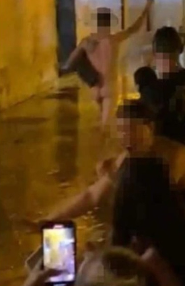 The unidentified groom-to-be was with friends in the ancient town of Nardò in the southern region of Puglia, when he stripped naked and walked the streets in the rain.