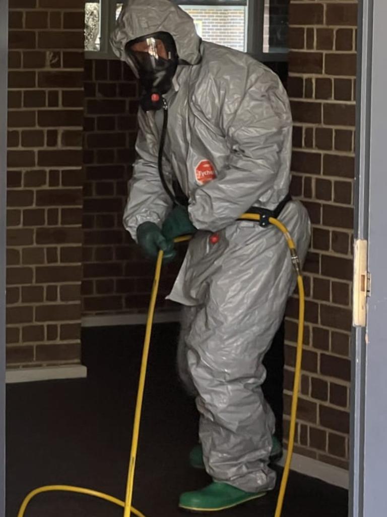 Fire and Rescue NSW are working to decontaminate the classroom. Picture: Supplied/FRNSW