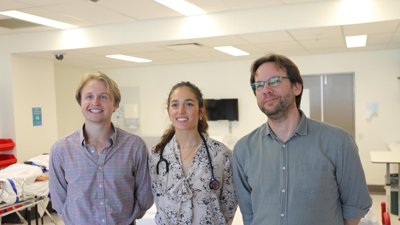 Director of Clinical Training at Cairns Hospital Dr Trent Yarwood said a major reason for the high retention rate of interns was the exciting and diverse work they get to see, which is vastly different from metropolitan areas. Dr Gus Spaleck, Dr Annabel Brennan and Dr Trent Yarwood. Photo Tim Little.