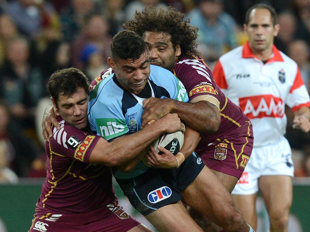 Nathan Merritt playing for NSW during Game II of the 2013 State of Origin rugby league series. Picture: AAP Image/Dave Hunt