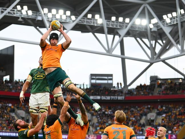 Nick Frost wins a lineout against the Springboks. Picture: Getty Images