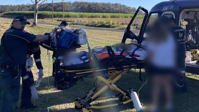LifeFlight. A man in his 20s has been flown to hospital after suffering injuries to his spine.