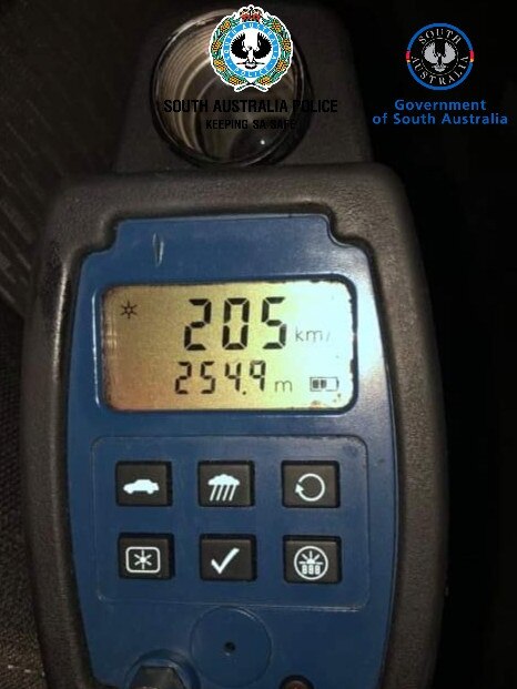 The same driver was then caught at 205km/h in an 80km/h zone on the same road moments later. Picture: SA Police