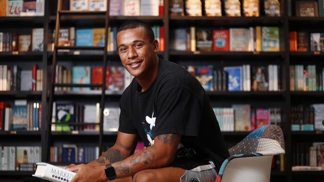 Tristan Sailor of the St George Illawarra Dragons NRL side pictured at his favourite book store "Bouquiniste". Picture: Sam Ruttyn