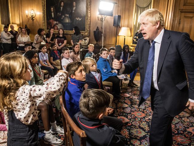 British Prime Minister Boris Johnson takes questions from children to coincide with an education announcement at 10 Downing Street. Picture: Getty Images