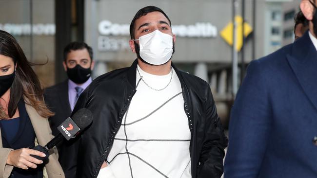 Ibrahem Hamze leaves the Downing Centre in Sydney last week. Picture: Christian Gilles