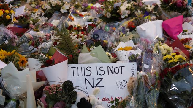 Tributes laid in Christchurch following the massacre. Picture: (AP Photo/Vincent Yu, File)