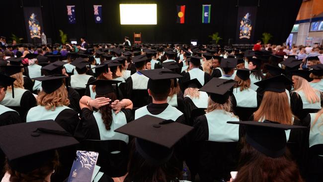 Graduates settle in to their seats at the CQ University graduation Ceremony in Rockhampton.