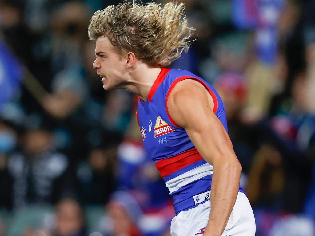 Bailey Smith booted four goals to go with 23 touches and three clearances. (Photo by Michael Willson/AFL Photos via Getty Images)