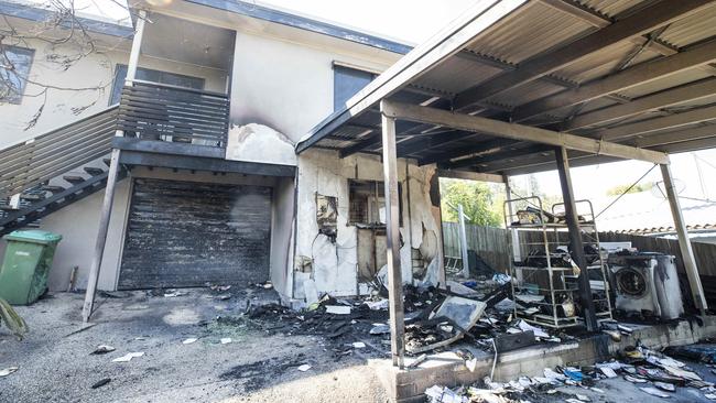 Fire damage at a home in David Low Way, Peregian Beach. Picture: Lachie Millard