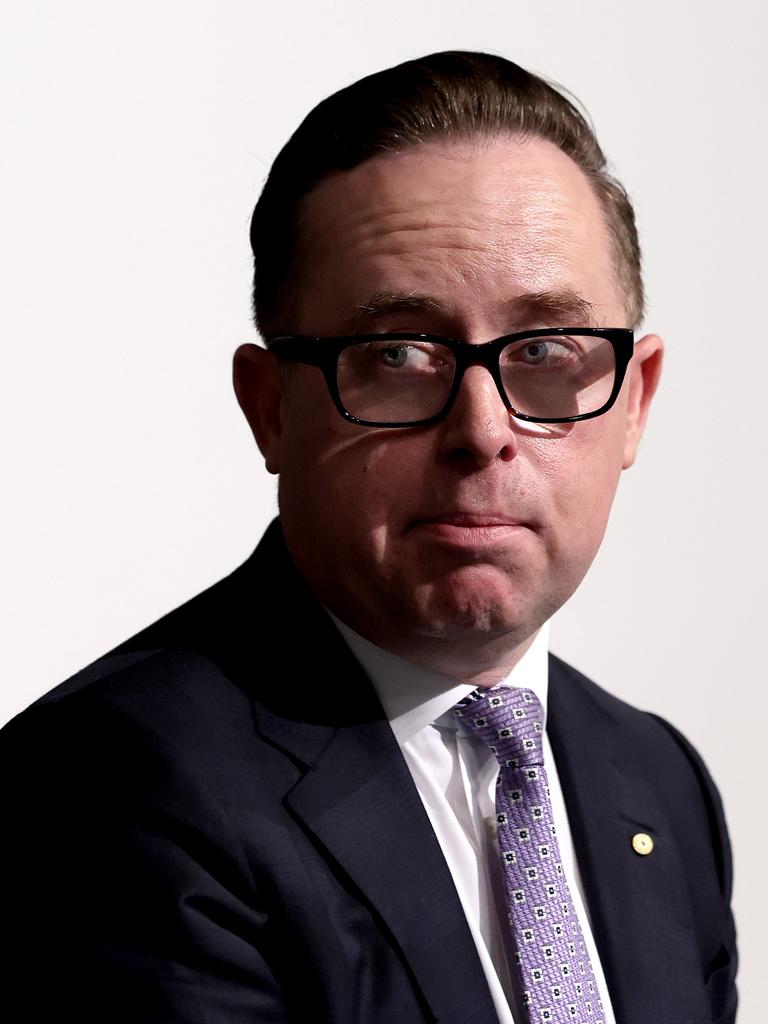 Qantas boss Alan Joyce has announced the carrier half-yearly results. Picture: NCA NewsWire / Dylan Coker