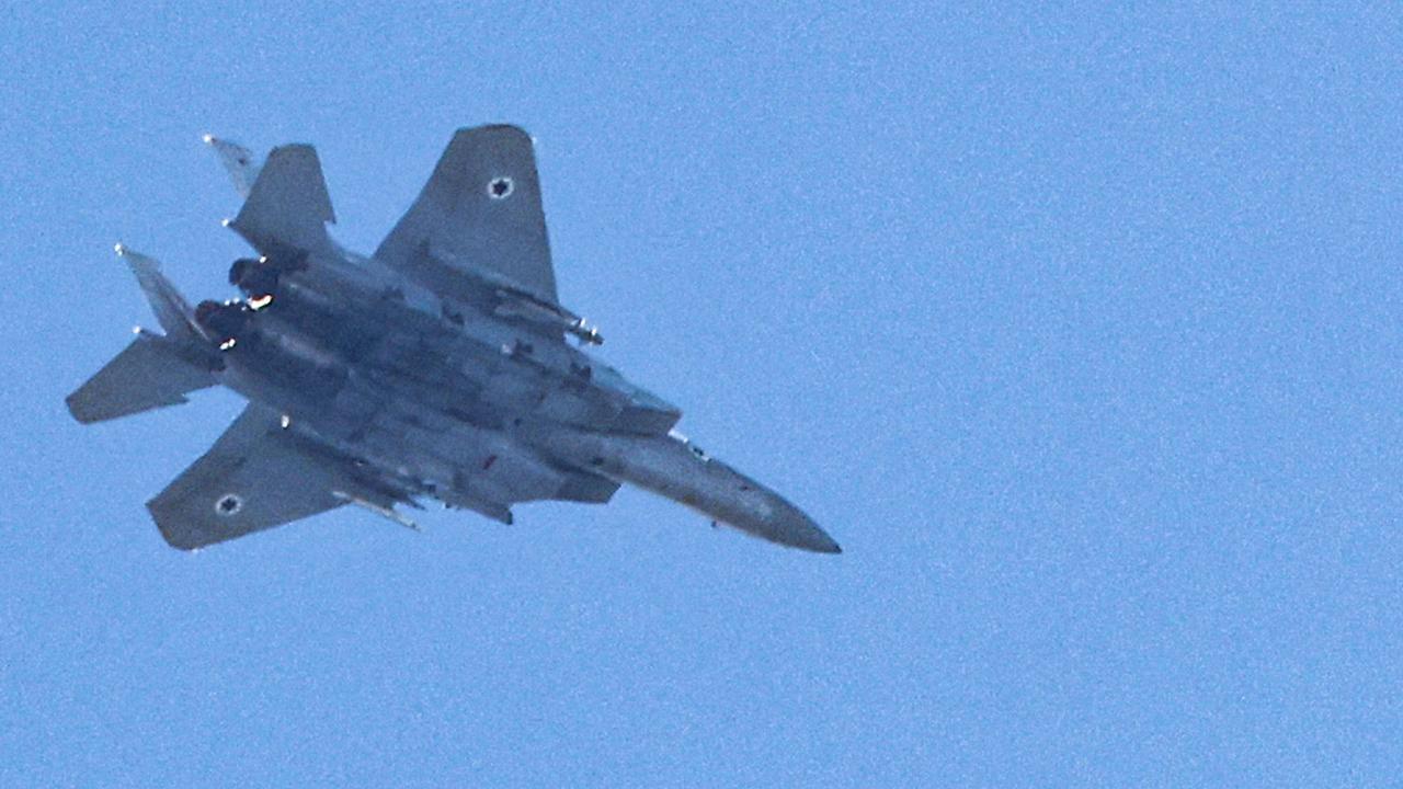 An Israeli Air Force F-15 Eagle fighter aircraft flies over Haifa. Picture: Jack Guez/AFP