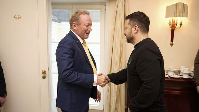 Andrew Forrest meets with Ukraine President Volodymyr Zelenskyy during the 60th Munich Security Conference. Picture: Office of the President of Ukraine