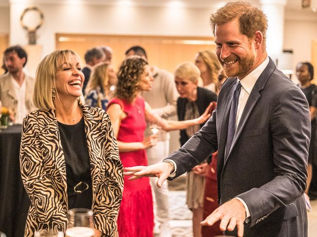 Monique Wilkinson, Business Development Manager at Baker McKenzie and Prince Harry, attend a Sentebale reception and panel discussion at The Saxon Hotel in Johannesburg, South Africa. Picture: Getty Images for Sentebale