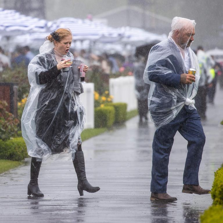 Rain hits the field. Picture: Jason Edwards