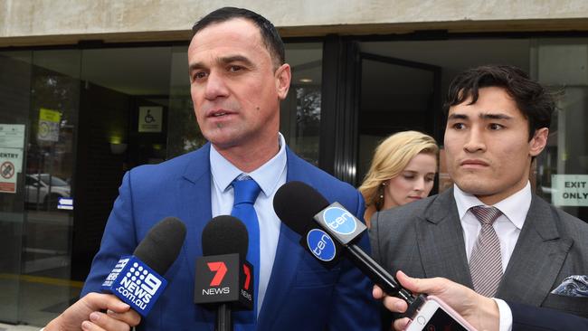 Bryan Welch, pictured right with Shannon Noll, has represented a number of celebrities and high-profile clients. Picture: AAP Image/Dean Lewins