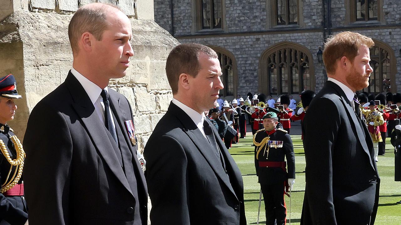 William and Harry during Prince Philip’s funeral Picture: Chris Jackson/WPA Pool/Getty Images.