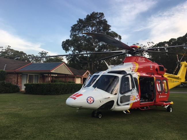 Five people have been taken to hospital after a 4WD rolled at Tumbi Umbi on Sunday. Picture: Westpac Rescue Helicopter