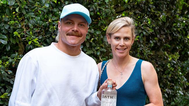 OATH Gin launch at Norwood. Valtteri Bottas and Tiffany Cromwell . Picture: Supplied